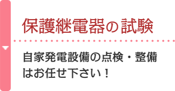 保護継電器の試験 自家発電設備の点検・整備はお任せ下さい！