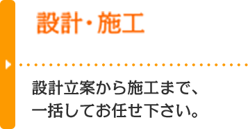 設計・施工 設計立案から施工まで、一括してお任せ下さい。